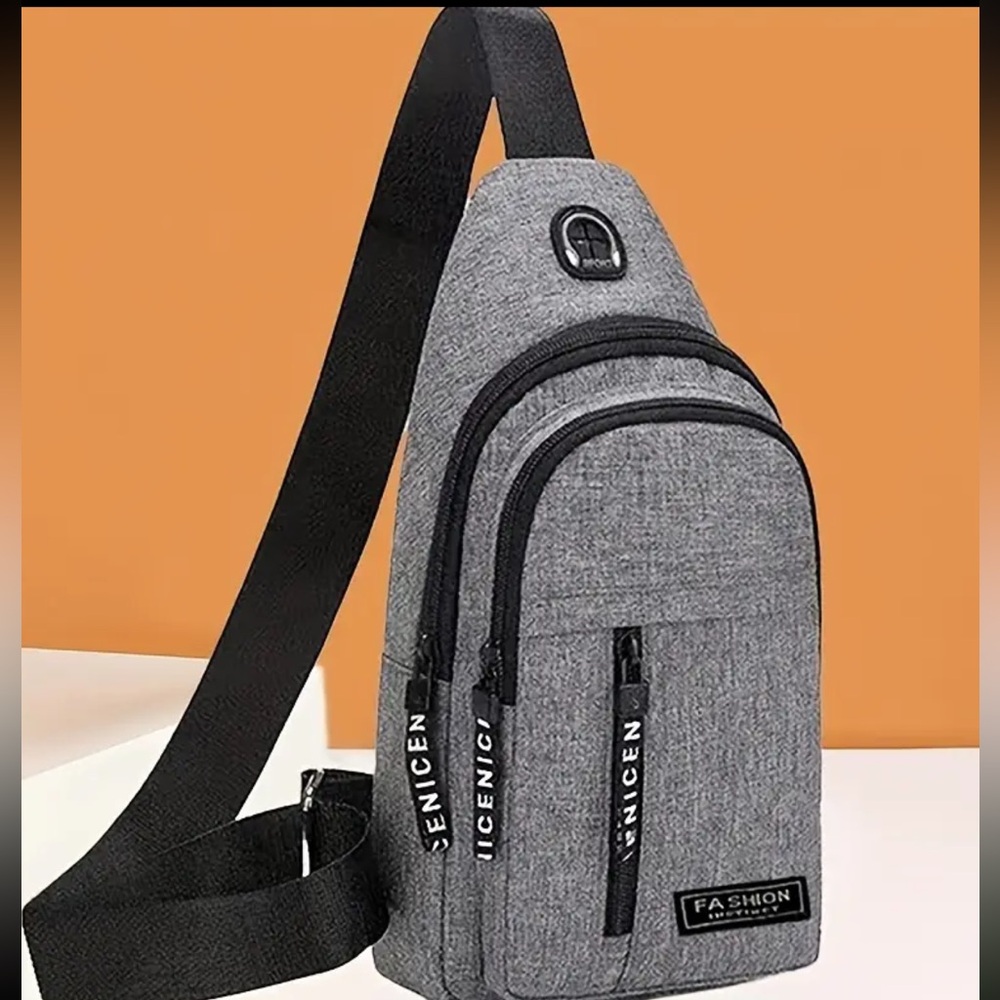 New! Boss Bags Waterproof Nylon Sling Bag Backpack Gray Mens Travel Work School